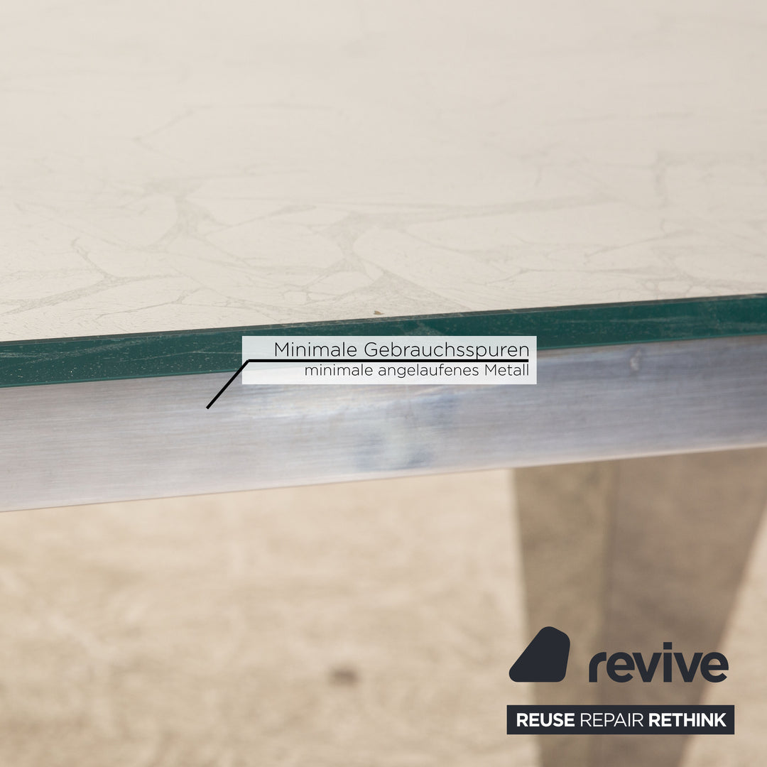 Bretz N340 Glass Dining Table Silver