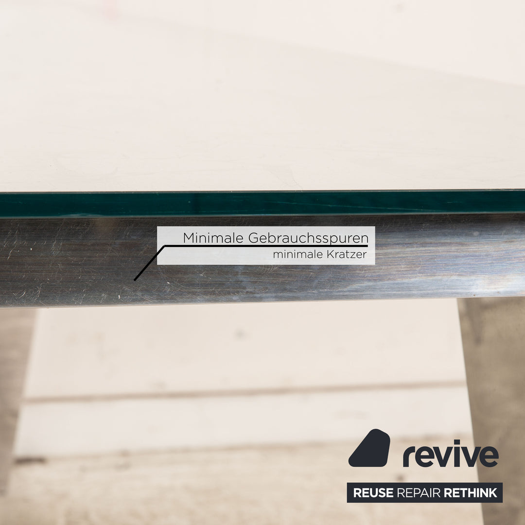 Bretz N340 Glass Dining Table Silver