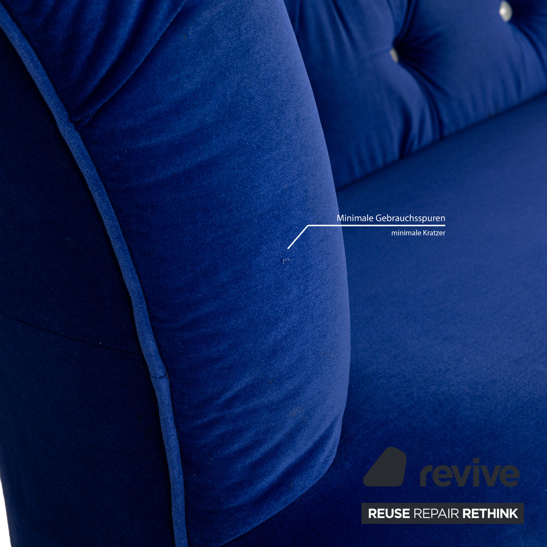 Bretz Nana Stoff Sofa Garnitur Blau Liege Sessel