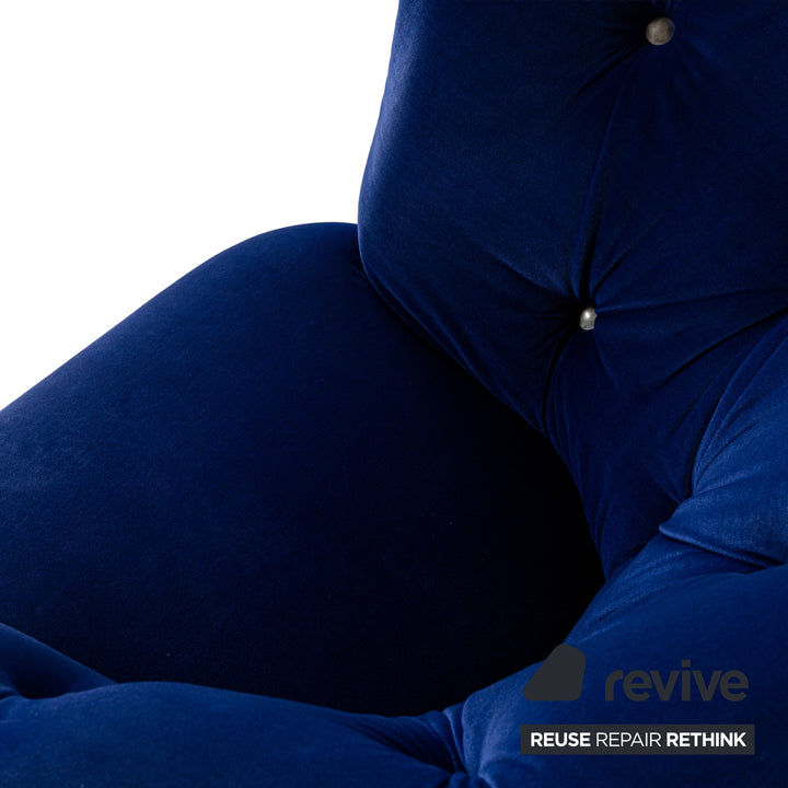 Bretz Nana Stoff Sofa Garnitur Blau Liege Sessel