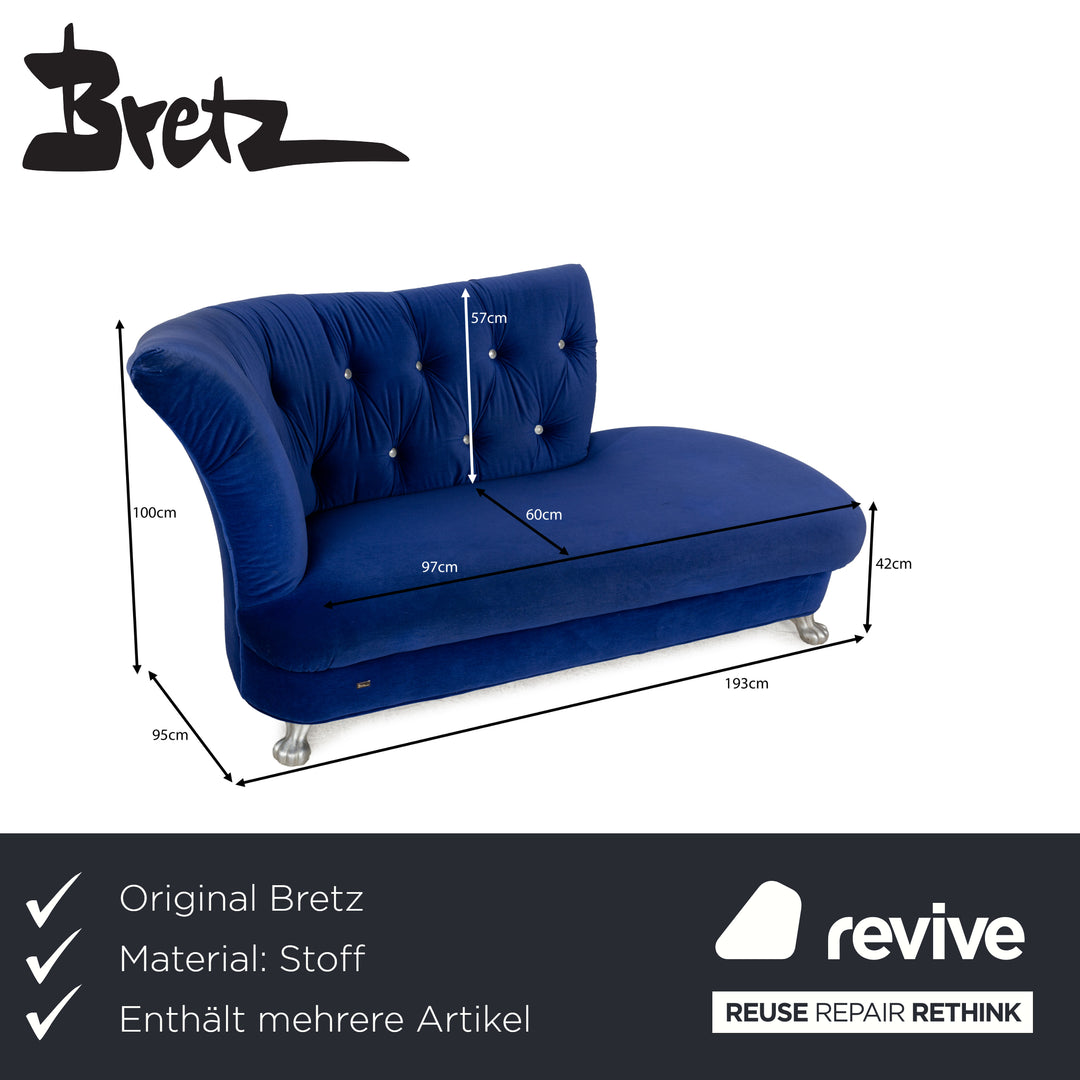 Bretz Nana Stoff Sofa Garnitur Blau Liege Sessel