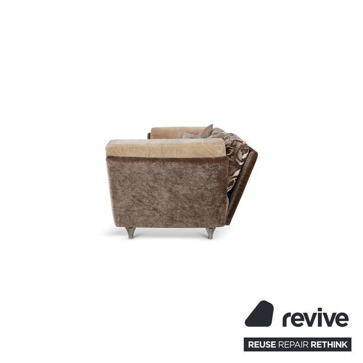 Bretz Napali Sofa Garnitur Stoff Dreisitzer Hocker Braun Grau Creme Couch