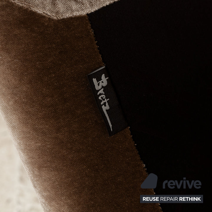 Bretz Napali Sofa Garnitur Stoff Dreisitzer Hocker Braun Grau Creme Couch