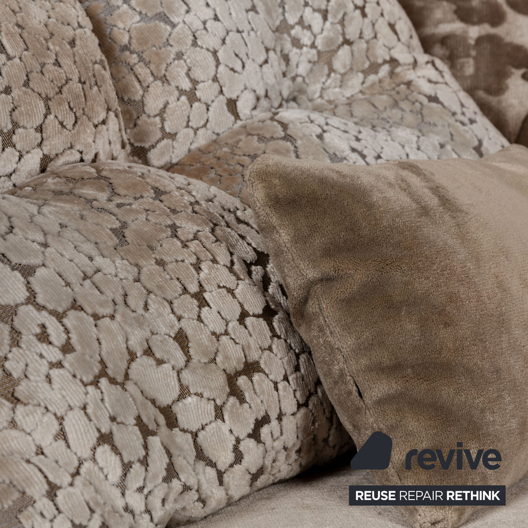 Bretz Napali Sofa Garnitur Stoff Dreisitzer Hocker Braun Grau Creme Couch