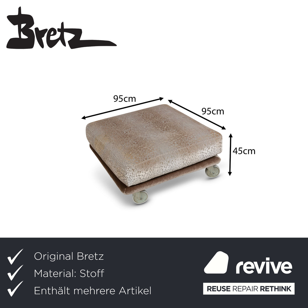 Bretz Napali Sofa Garnitur Stoff Dreisitzer Hocker Braun Grau Creme Couch