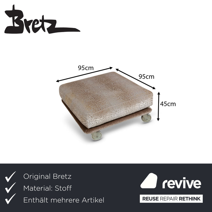 Bretz Napali Sofa Garnitur Stoff Dreisitzer Hocker Braun Grau Creme Couch