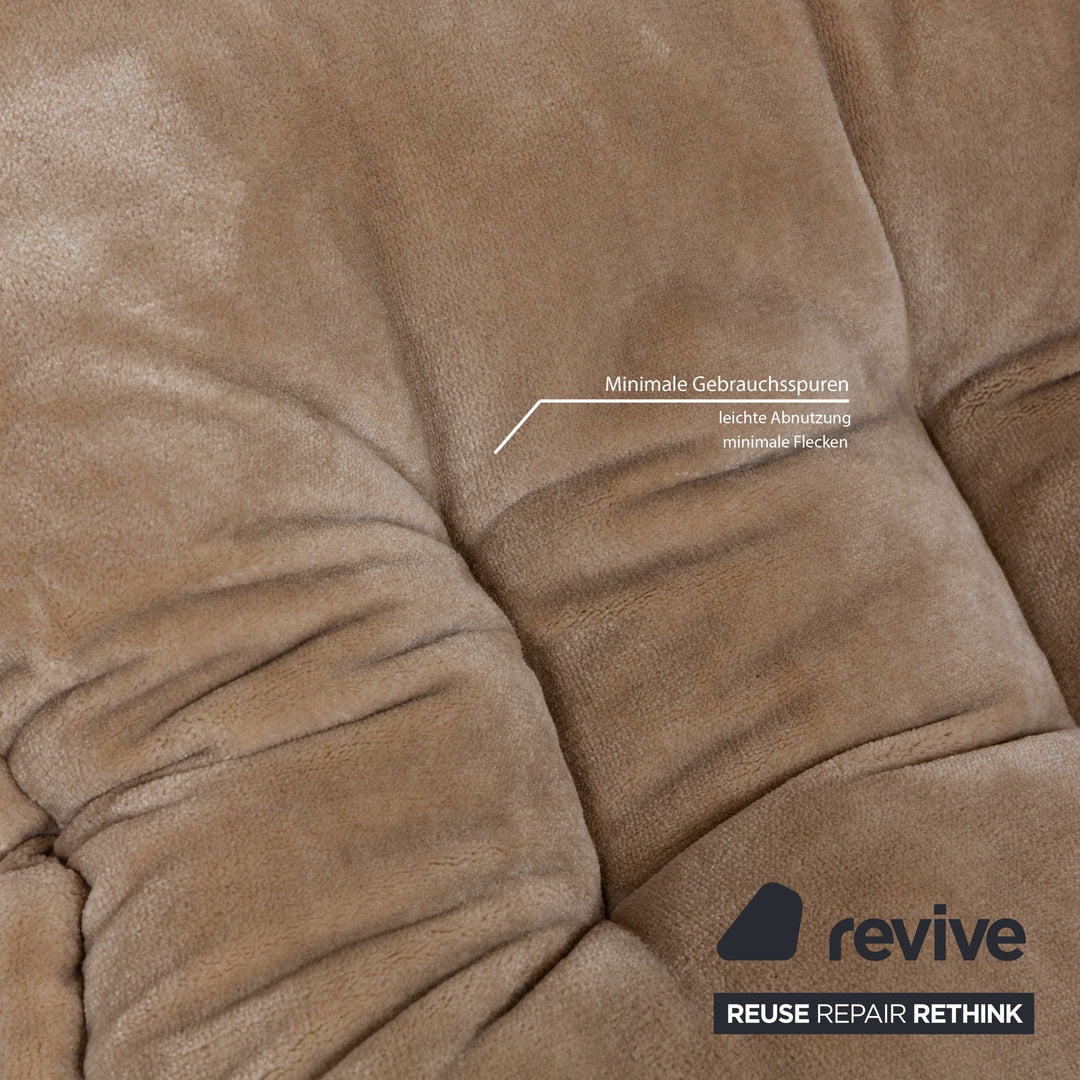 Canapé trois places Bretz Napali en tissu marron gris crème