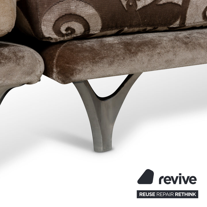 Canapé trois places Bretz Napali en tissu marron gris crème