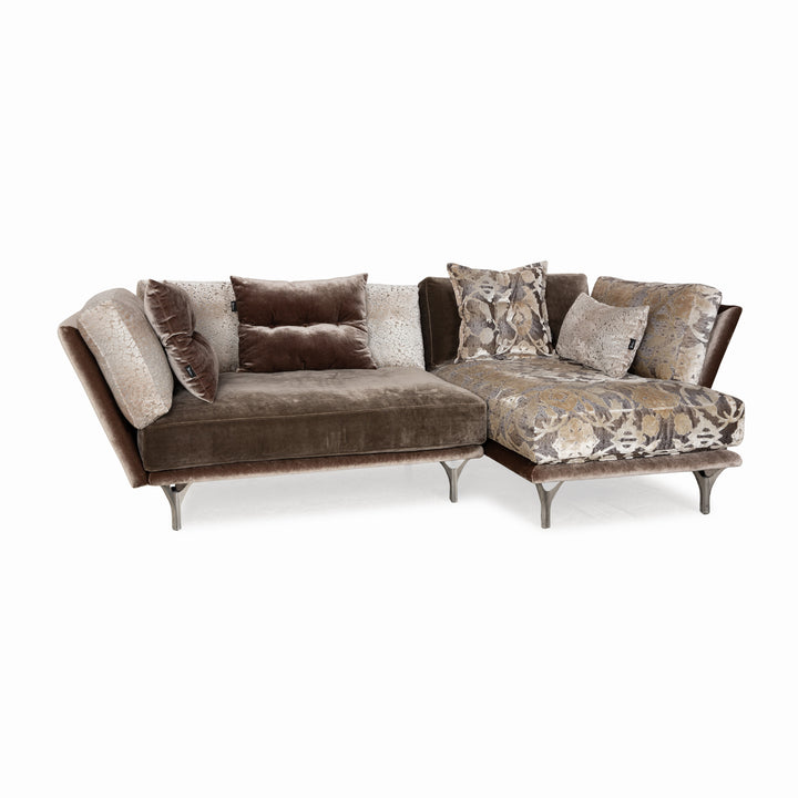 Bretz Napali Stoff Ecksofa Beige Grau Sofa Couch Recamiere Rechts Sofa Couch