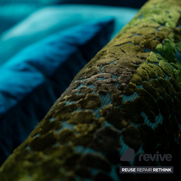 Canapé d'angle en tissu Bretz Napali bleu turquoise canapé canapé velours salon