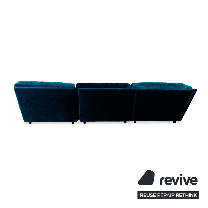 Canapé d'angle en tissu Bretz Napali bleu turquoise canapé canapé velours salon