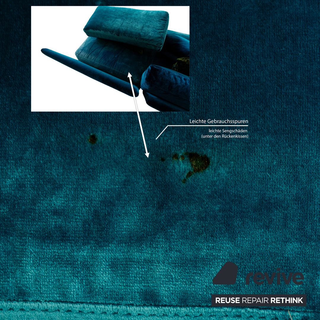 Canapé d'angle en tissu Bretz Napali bleu turquoise canapé canapé velours salon