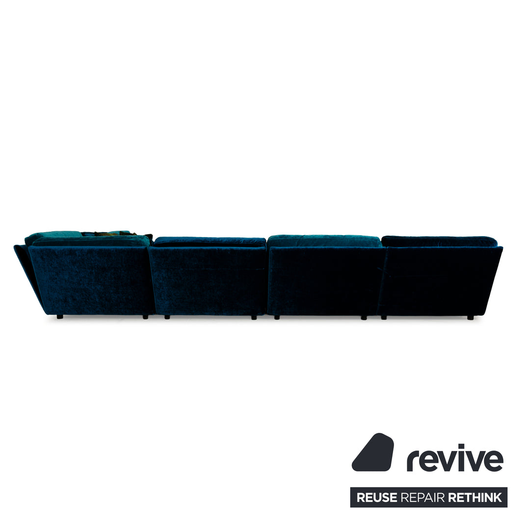 Canapé d'angle en tissu Bretz Napali bleu turquoise canapé canapé velours salon