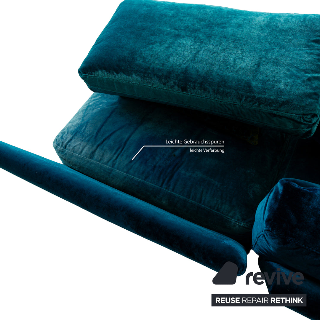 Canapé d'angle en tissu Bretz Napali bleu turquoise canapé canapé velours salon