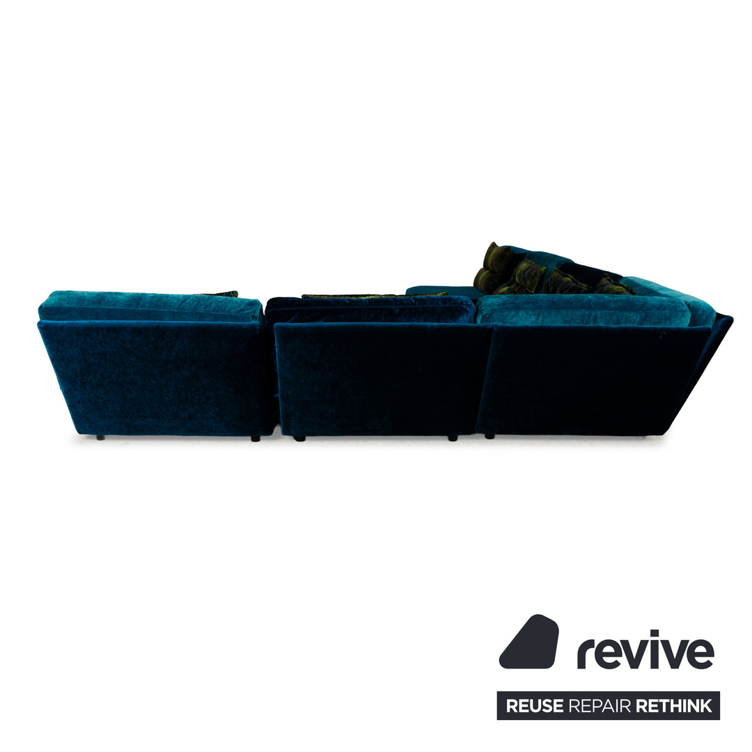 Canapé d'angle en tissu Bretz Napali bleu turquoise canapé canapé velours salon