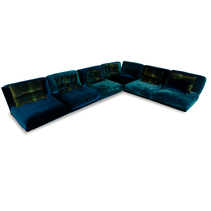 Canapé d'angle en tissu Bretz Napali bleu turquoise canapé canapé velours salon