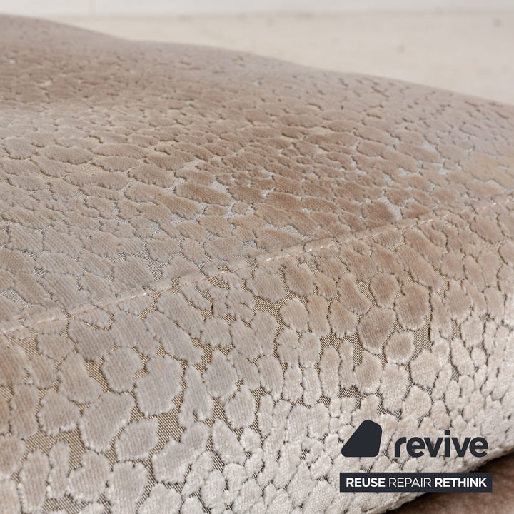 Tabouret Bretz Napali en tissu marron gris crème roulettes