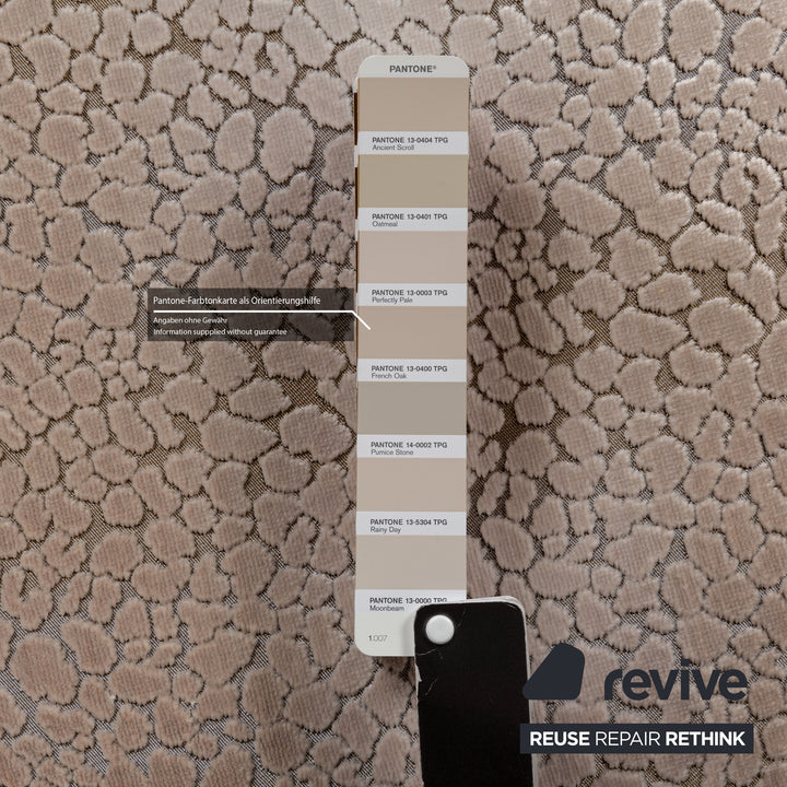 Tabouret Bretz Napali en tissu marron gris crème roulettes