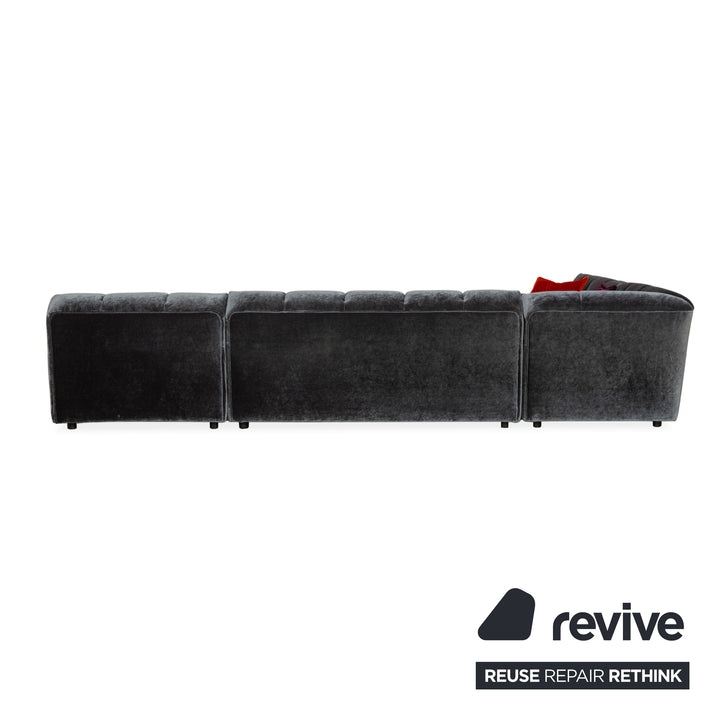 Canapé d'angle en tissu Bretz Ocean 7 en velours gris argenté