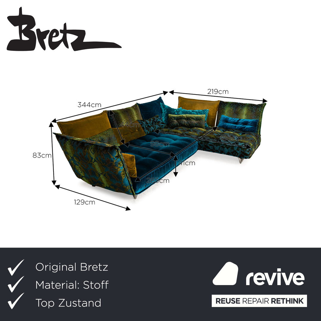 Bretz Ohlinda Stoff Ecksofa Blau Grün Gelb Sofa Couch