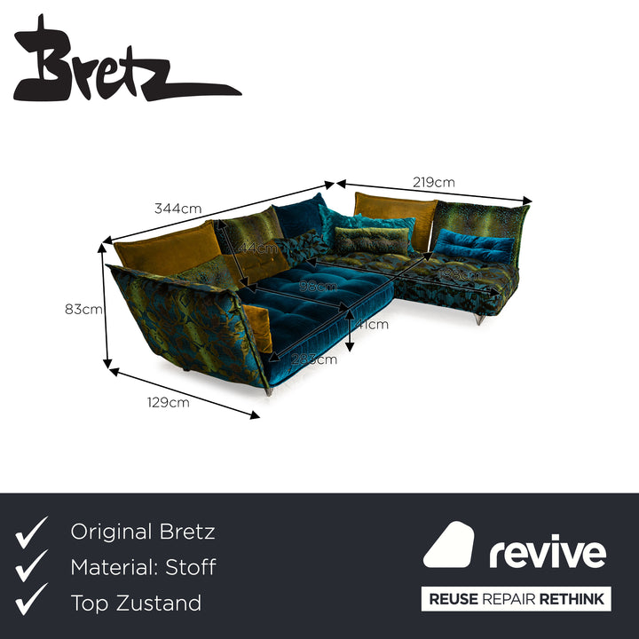 Bretz Ohlinda Stoff Ecksofa Blau Grün Gelb Sofa Couch