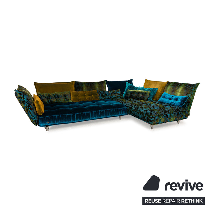 Bretz Ohlinda Stoff Ecksofa Blau Grün Gelb Sofa Couch