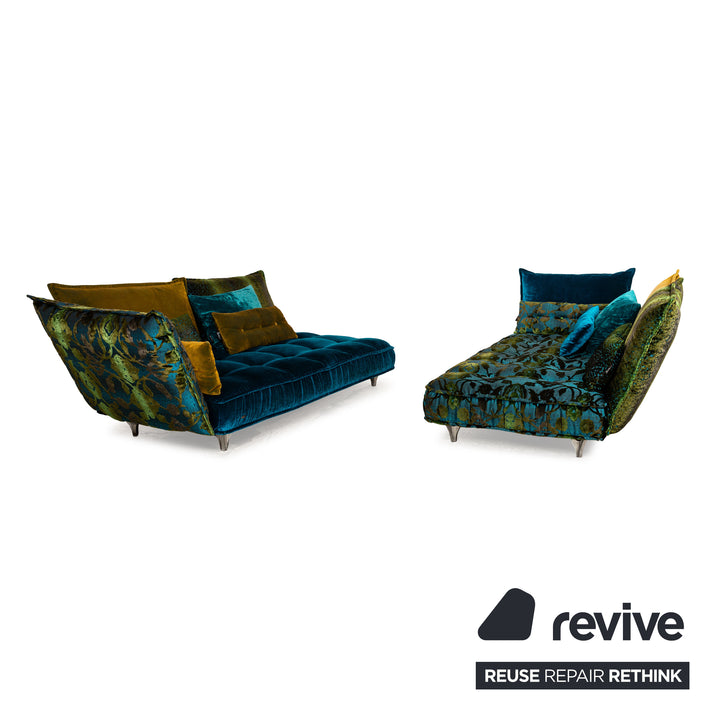 Bretz Ohlinda Stoff Ecksofa Blau Grün Gelb Sofa Couch