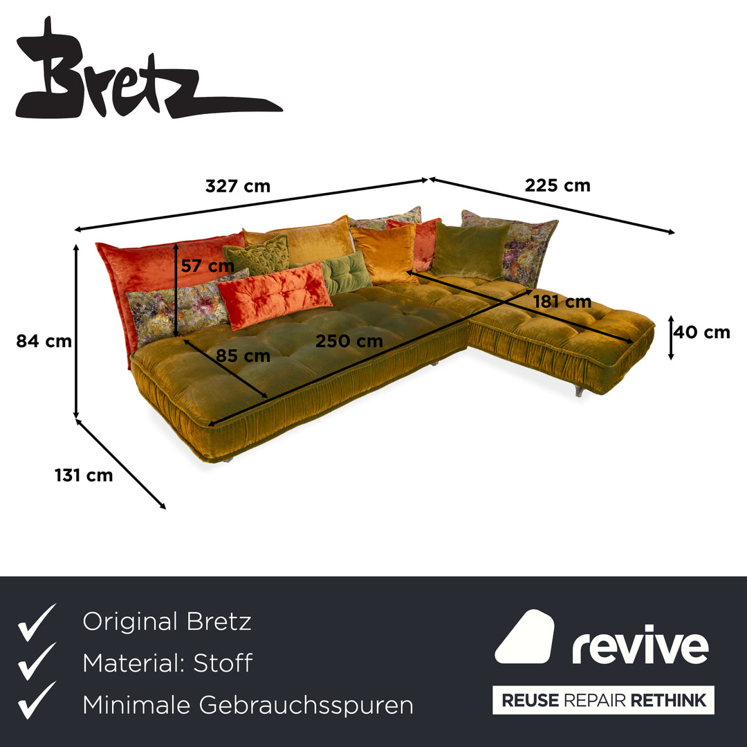 Bretz Ohlinda Stoff Ecksofa Grün Gelb Muster Sofa Couch