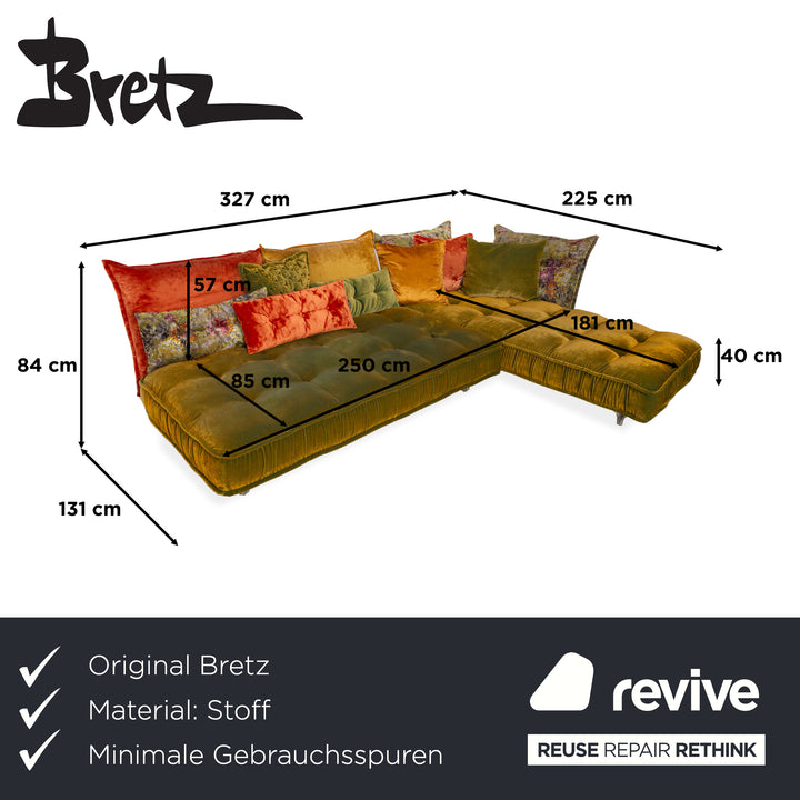 Bretz Ohlinda Stoff Ecksofa Grün Gelb Muster Sofa Couch