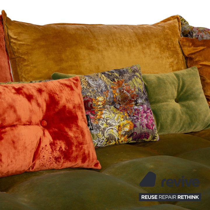 Bretz Ohlinda Stoff Ecksofa Grün Gelb Muster Sofa Couch