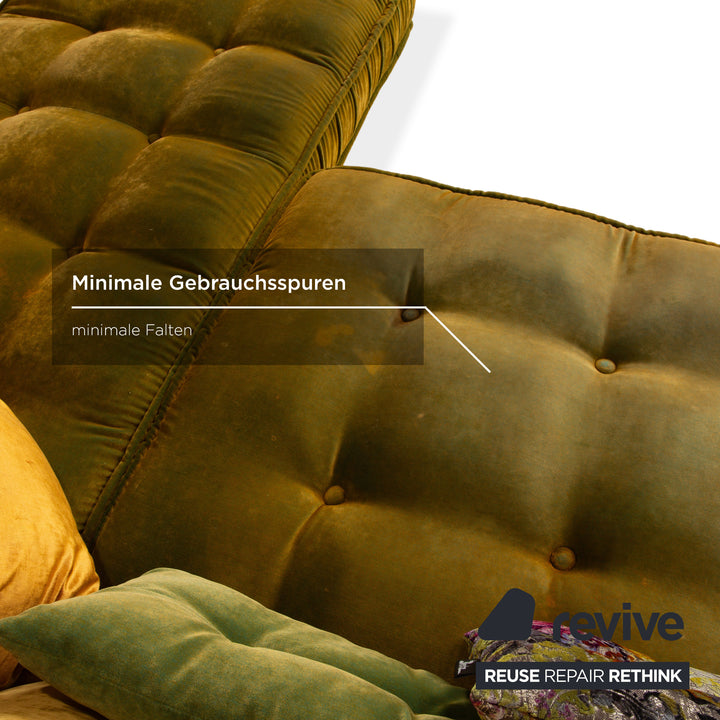 Bretz Ohlinda Stoff Ecksofa Grün Gelb Muster Sofa Couch