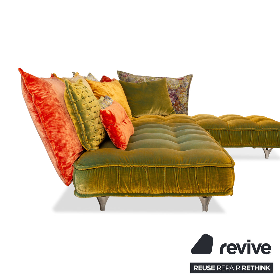 Bretz Ohlinda Stoff Ecksofa Grün Gelb Muster Sofa Couch