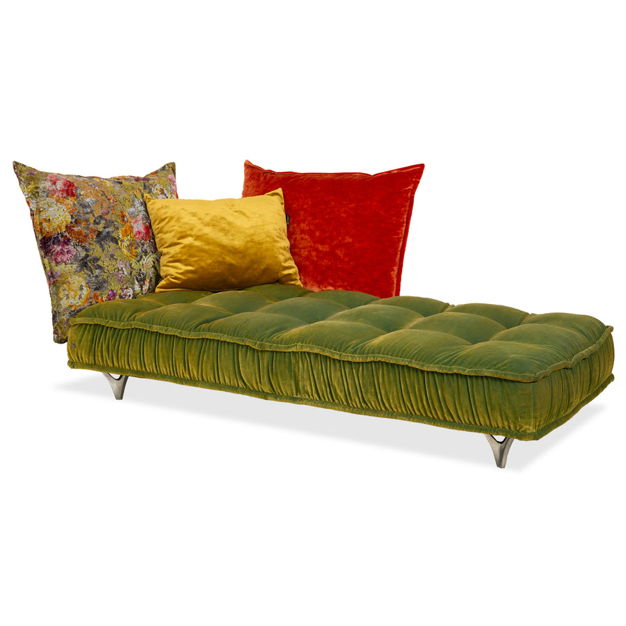 Bretz Ohlinda fabric daybed, green, midsummer olive, multicolored floral pattern, velvet
