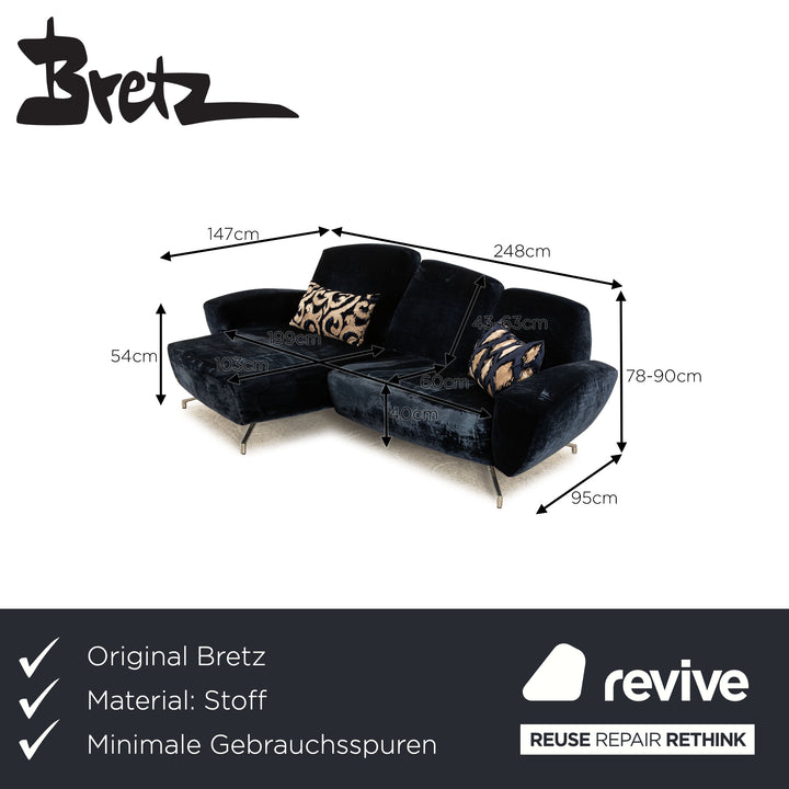 Bretz Palü Stoff Ecksofa Blau Recamiere Links Sofa Couch