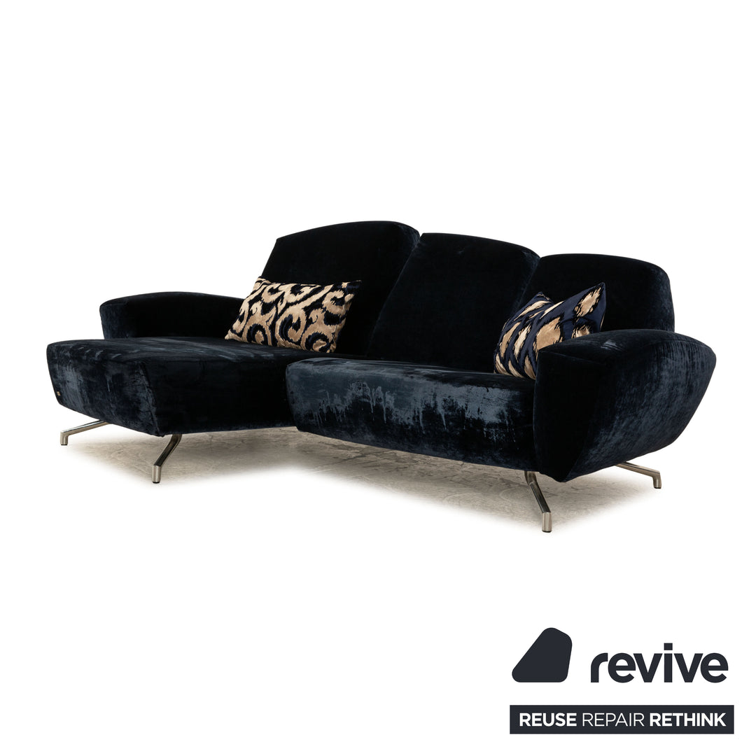 Bretz Palü Stoff Ecksofa Blau Recamiere Links Sofa Couch