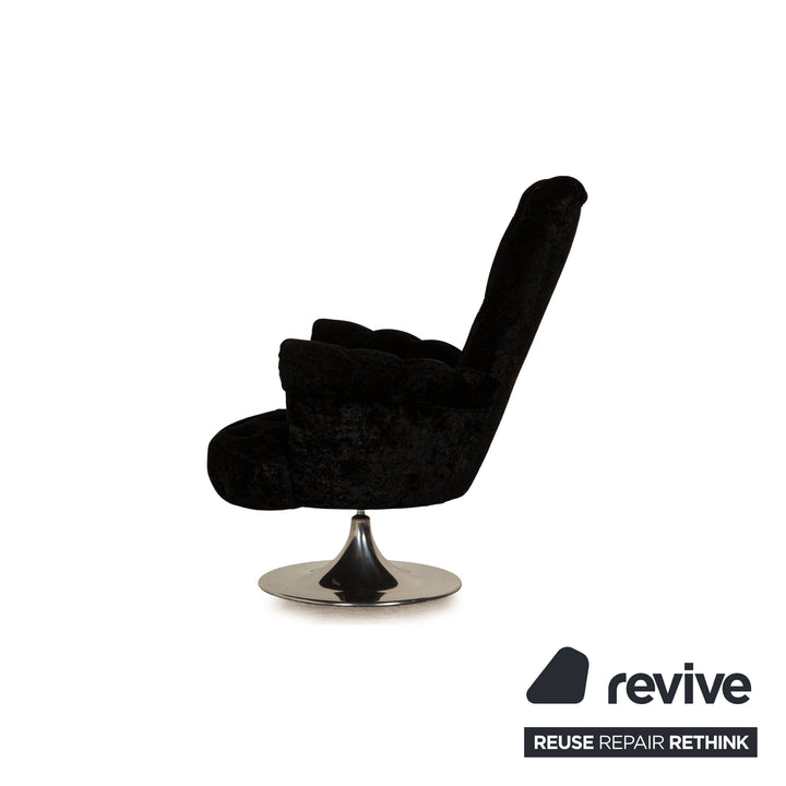 Bretz Pompadour Stoff Sessel Garnitur Schwarz manuelle Drehfunktion