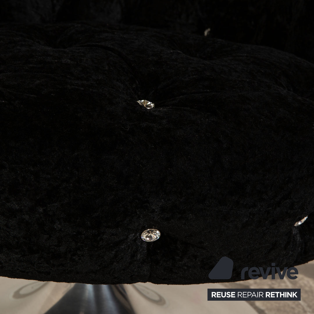 Bretz Pompadour Stoff Sessel Garnitur Schwarz manuelle Drehfunktion