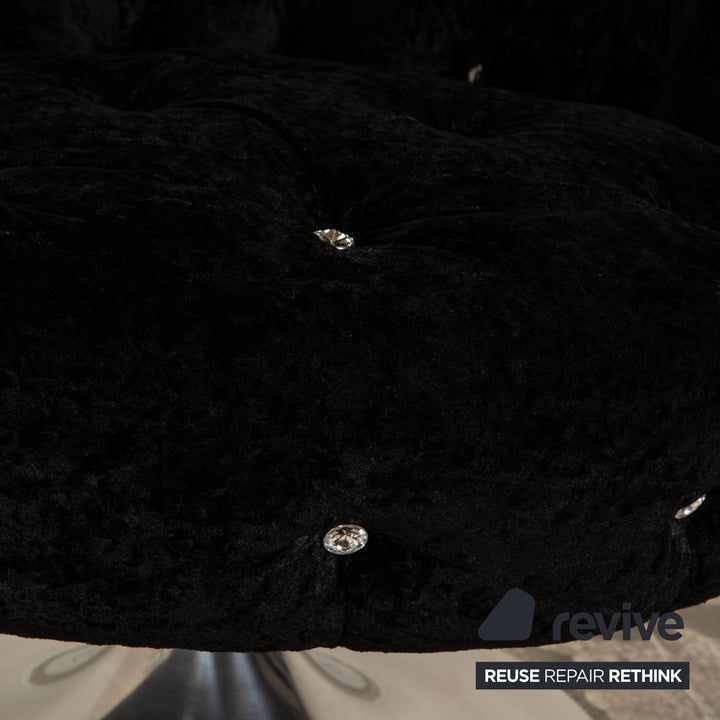 Bretz Pompadour Stoff Sessel Garnitur Schwarz manuelle Drehfunktion