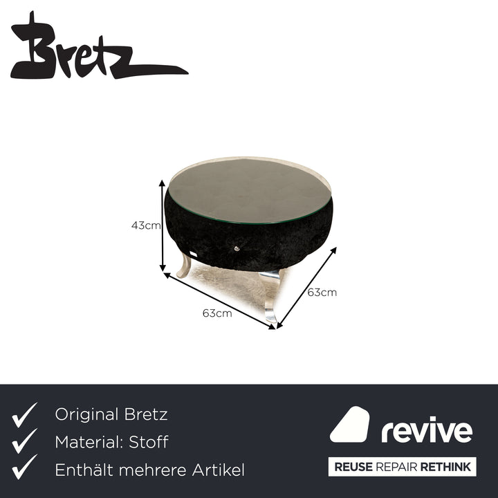 Bretz Pompadour Stoff Sessel Garnitur Schwarz manuelle Drehfunktion