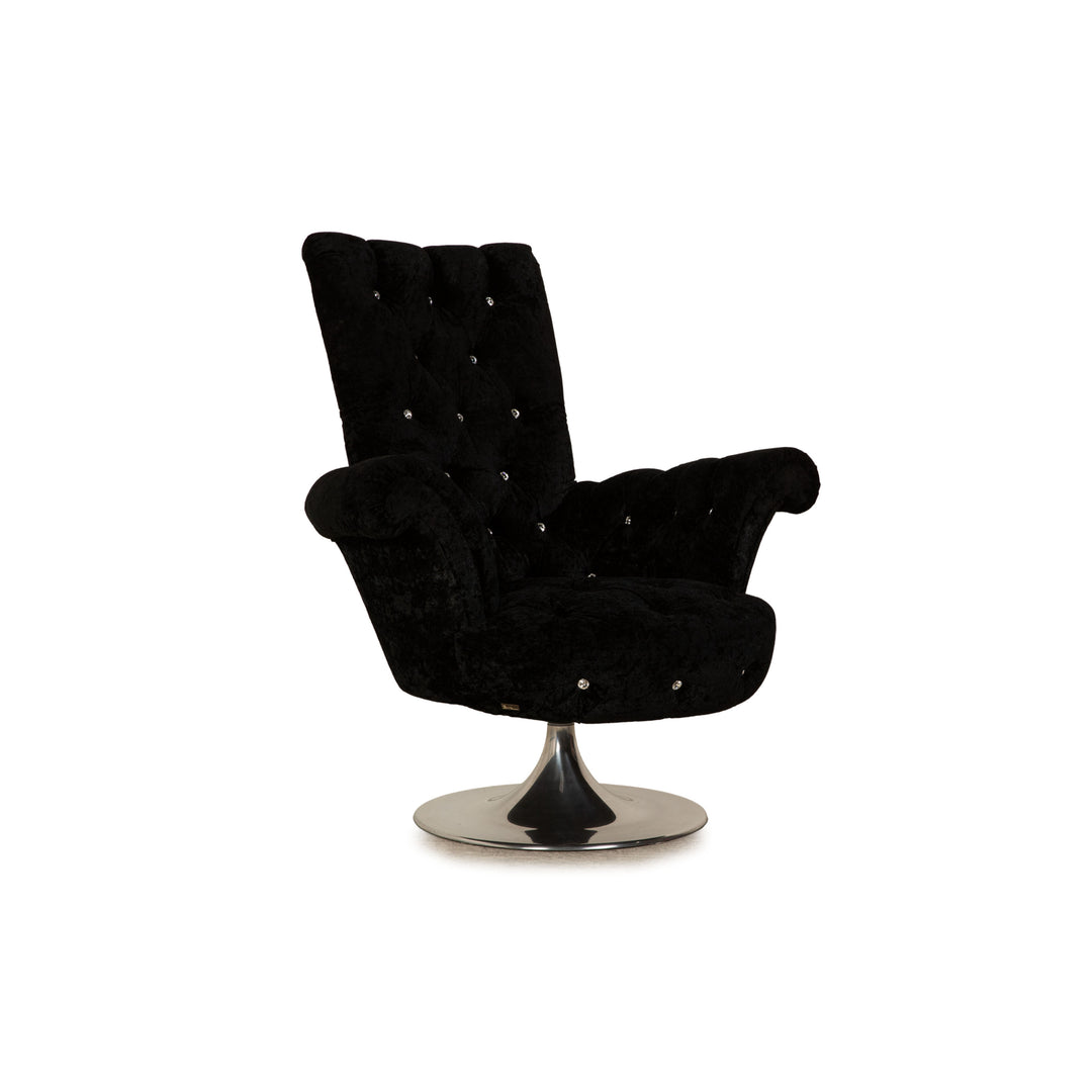 Bretz Pompadour Stoff Sessel Schwarz manuelle Drehfunktion