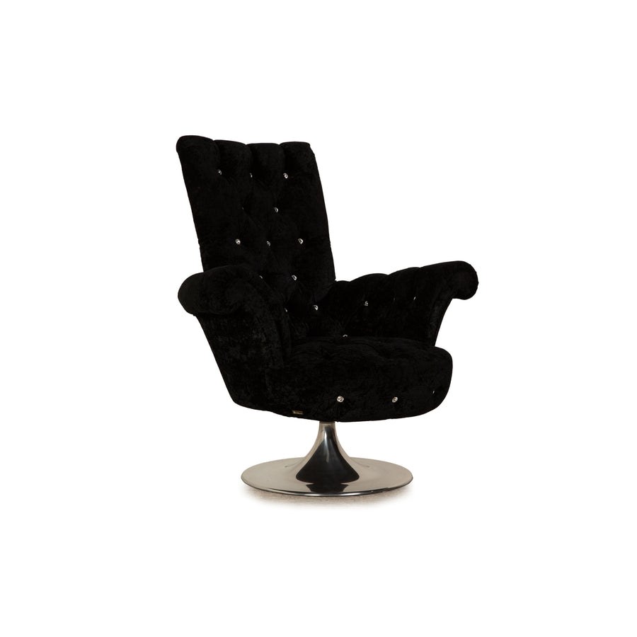 Bretz Pompadour Stoff Sessel Schwarz manuelle Drehfunktion