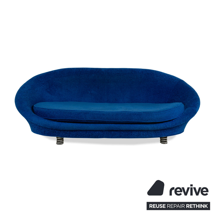 Bretz Pool Stoff Dreisitzer Blau Sofa Couch