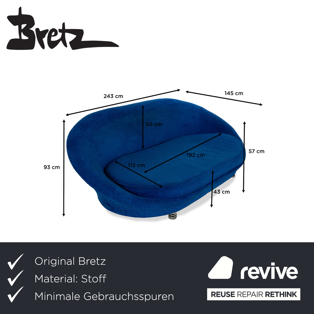 Bretz Pool Stoff Dreisitzer Blau Sofa Couch