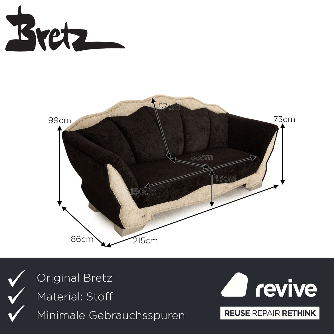 Bretz T-Rex Stoff Dreisitzer Schwarz Sofa Couch