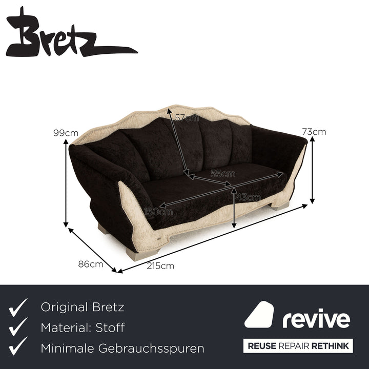 Bretz T-Rex Stoff Dreisitzer Schwarz Sofa Couch