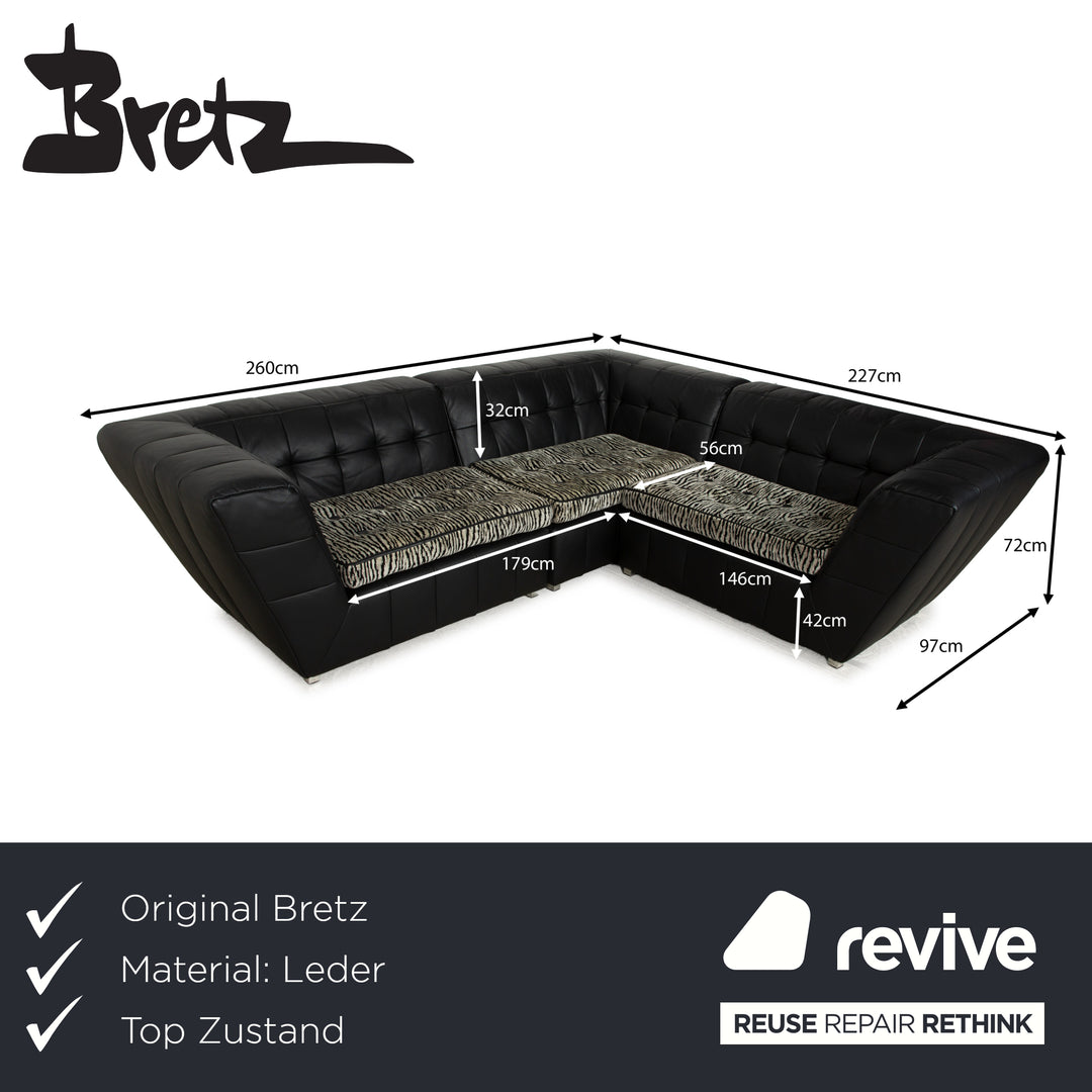 Canapé d'angle en cuir Bretz Tiziana noir