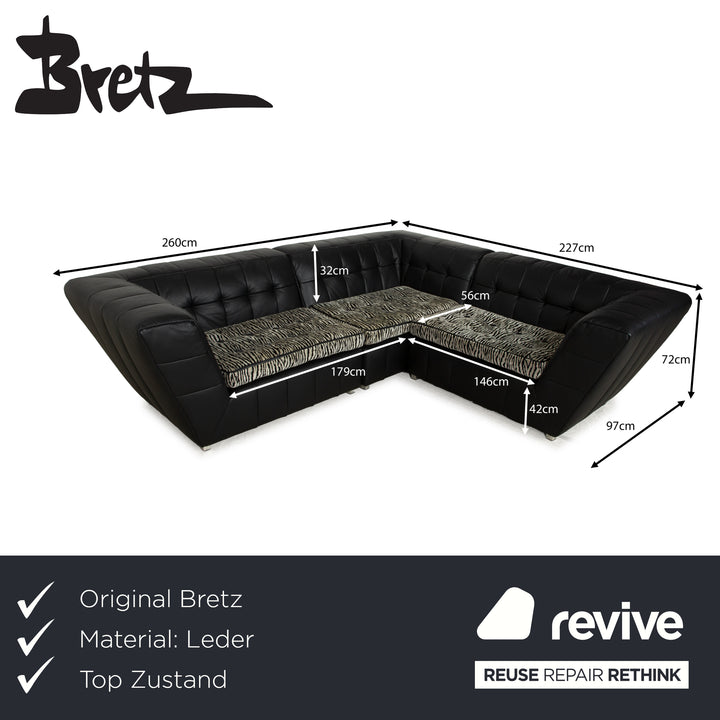 Canapé d'angle en cuir Bretz Tiziana noir