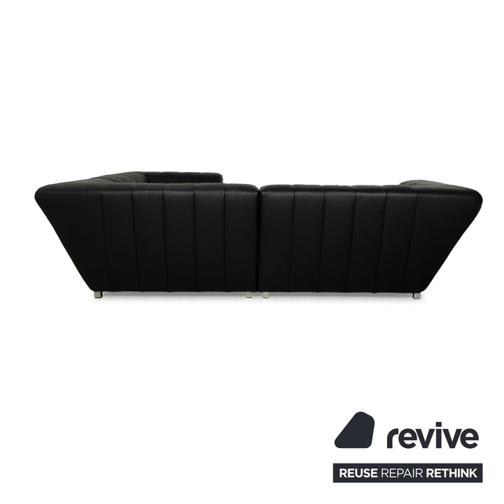 Canapé d'angle en cuir Bretz Tiziana noir