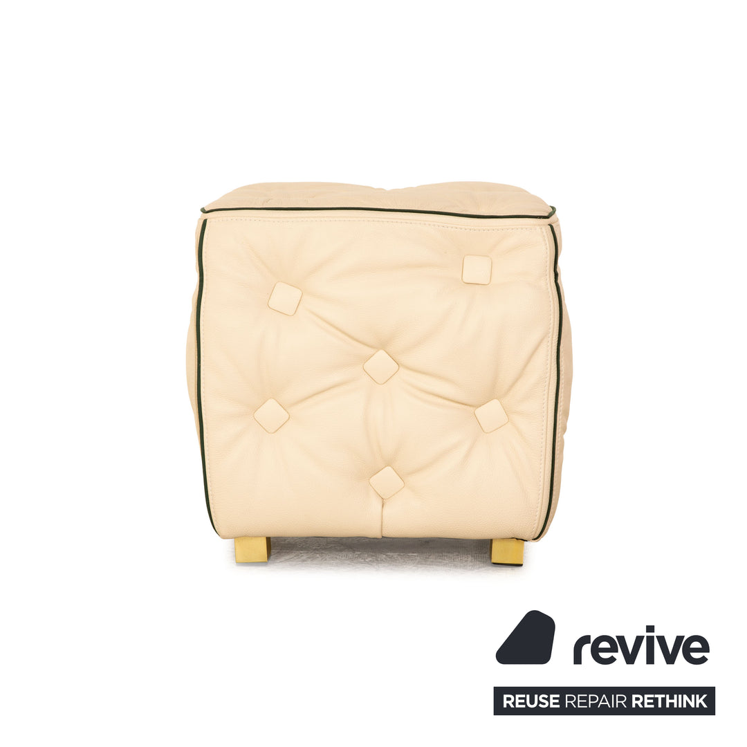 Tabouret en cuir Bretz Tiziana crème