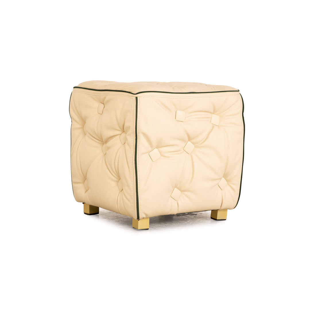 Tabouret en cuir Bretz Tiziana crème